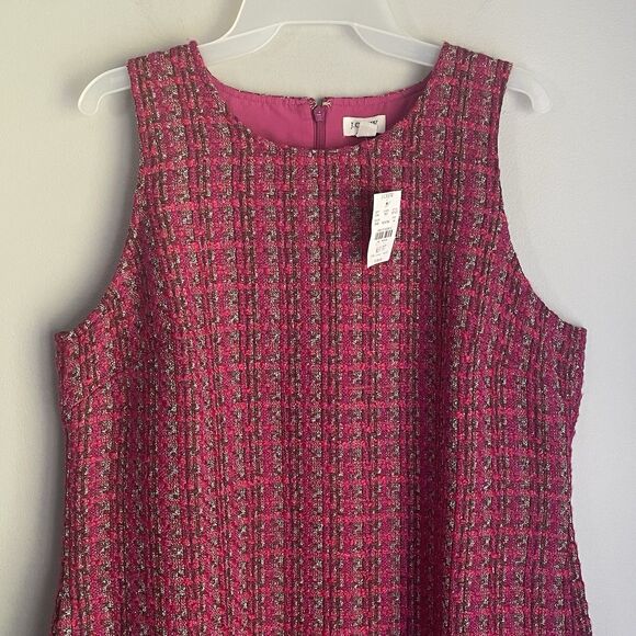 J. Crew Tweed Dress Sleeveless Pink Brown Career Party Cocktail Barbie Colorful - Picture 5 of 16